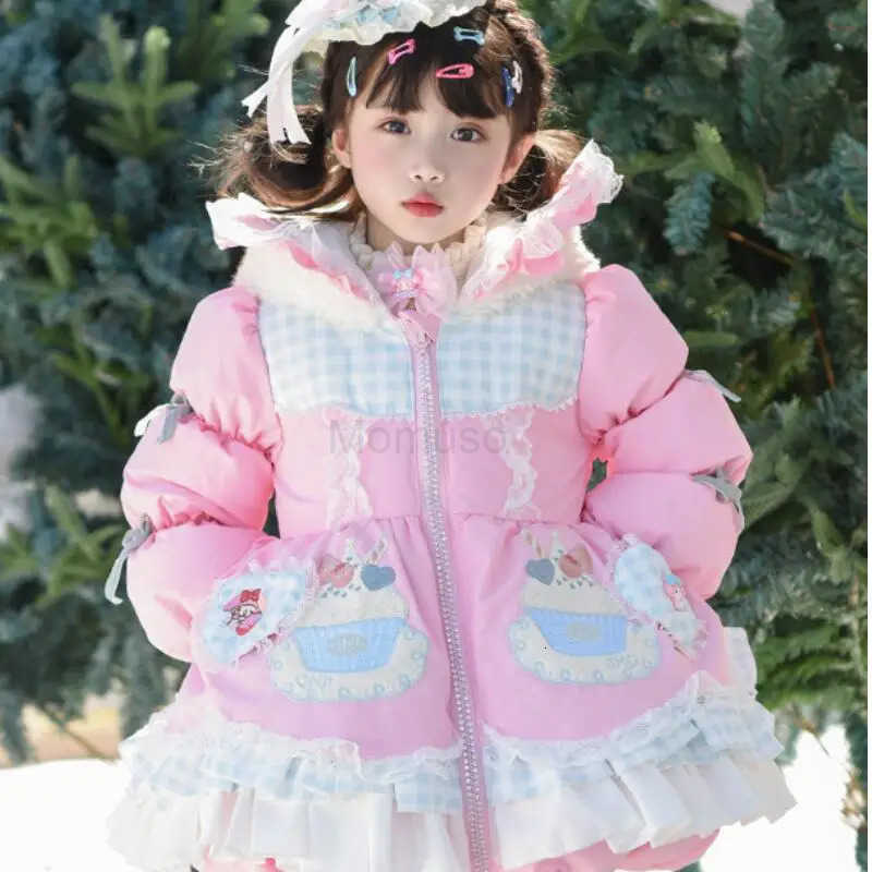 Sanrio My Melody Girl Cinnamoroll Kawaii Lolita Cotton Jacket 2025 Winter New Cartoon Anime Childrens Cartoon Hooded Thick Warm Coat H251104