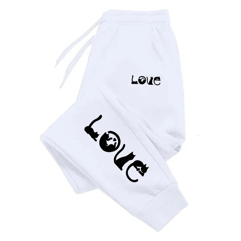Womens Love Letter Cat Print Long Pants Autumn and Winter Casual Sweatpants Women Bottoms Jogging Fitness Sports Trousers Z260314