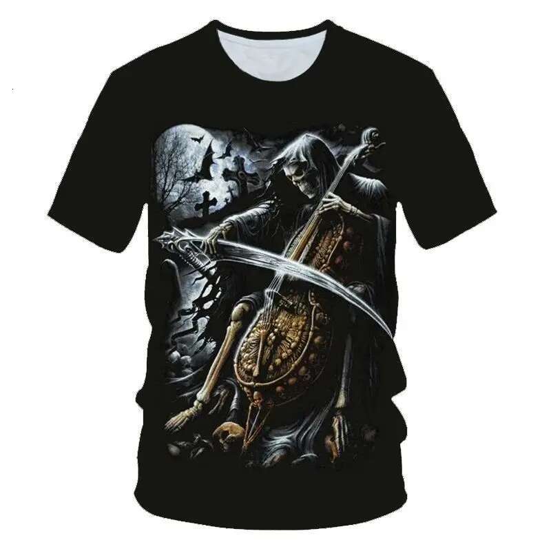 New Summer Men Scary Skull Cool Street Casual 3d Printed T-Shirt Fashion Trend Personality Plus Size O Neck Short Sleeve Top