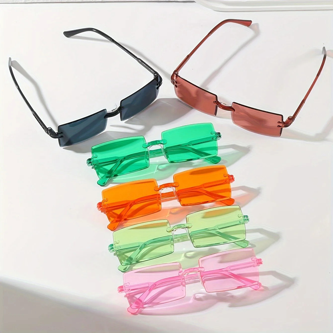 6 rectangular fashionable sunglasses for men cute candy colored decorative sun visors UV400 250325