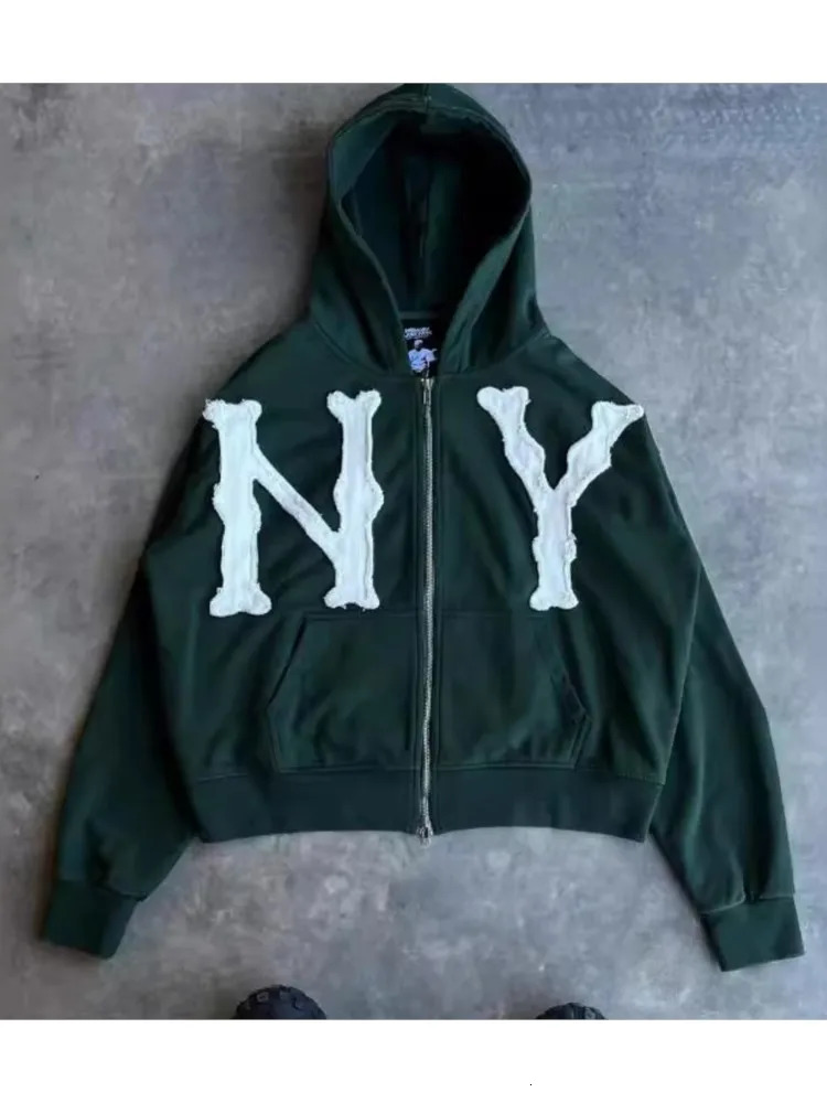 Oversized Sweatshirt Women Y2k American High Street Trend Jacket Men Letter Embroidered Zipper Hoodie Harajuku Fashion Retro Top 250403