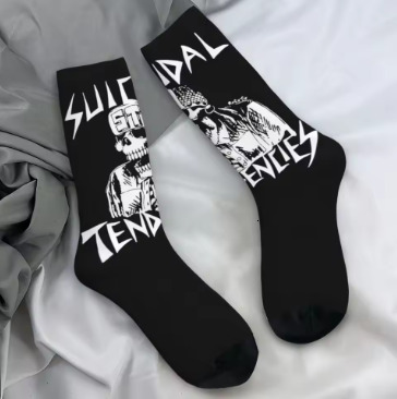 American music band socks skeleton long stockings autumn antibacterial men's socks breathable cycling socks