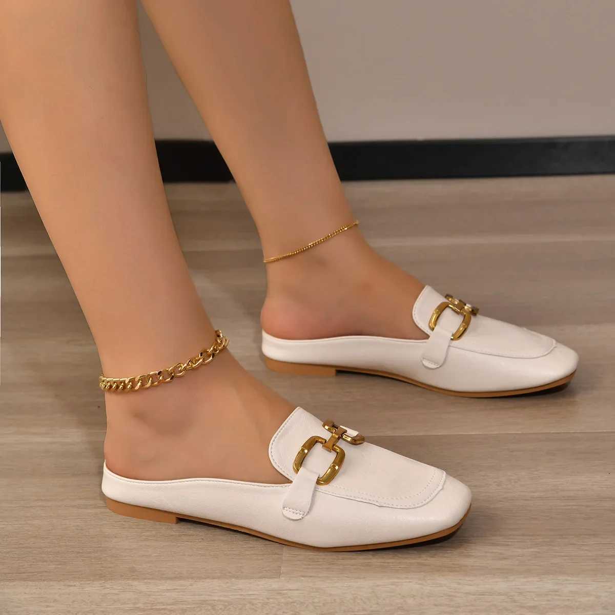 2024 New Womens Shoes Womens Flat Fashion British Leather Oxford Shoes Size 44 Comfortable Casual Shallow Flat Gold Z250403