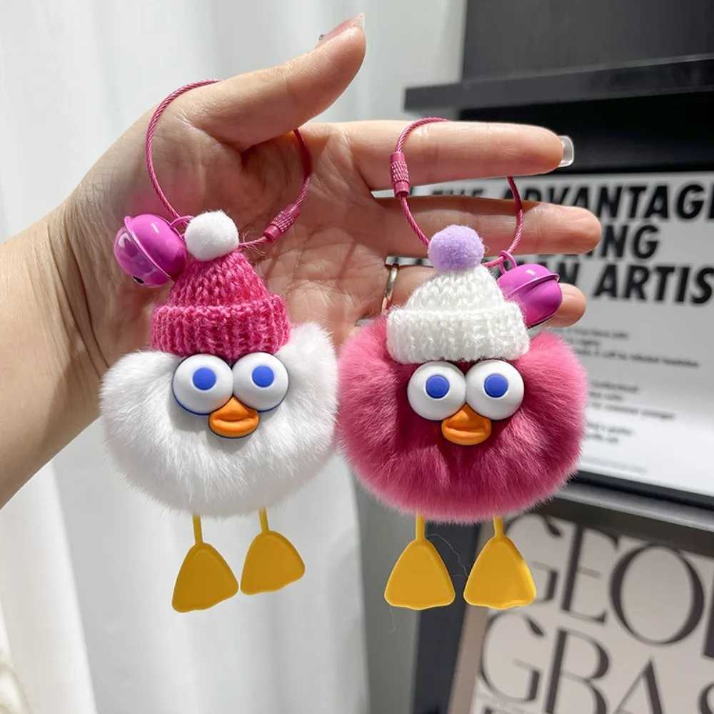 Holiday Gift Plush Pendant Rex Rabbit Hair Ball Keychain Keyring Duckling Funny Cartoon Childrens Toys C251104