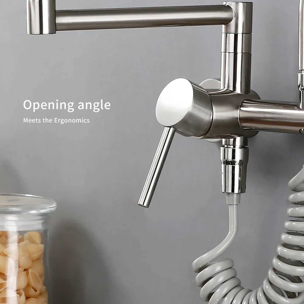 Kitchen Mixer Tap With Sprayer Hot And Cold Stream Wall Mount Pot Filler Faucet Pl Out Two Hole Wholes Black Hot S Y251104