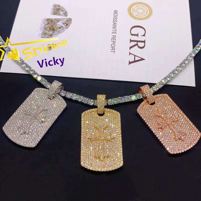 Shining Iced Out Fine Jewelry Luxury 925 Sterling Silver Gold Plated Pendant Custom Hip Hop Moissanite Pendant