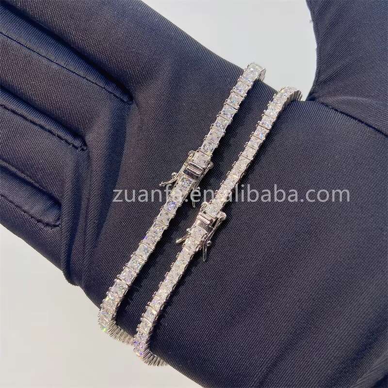 New Arrivals Instock Hip Hop Iced Out Jewelry S925 2.5mm 3mm VVS1 Moissanite Diamond Bracelets