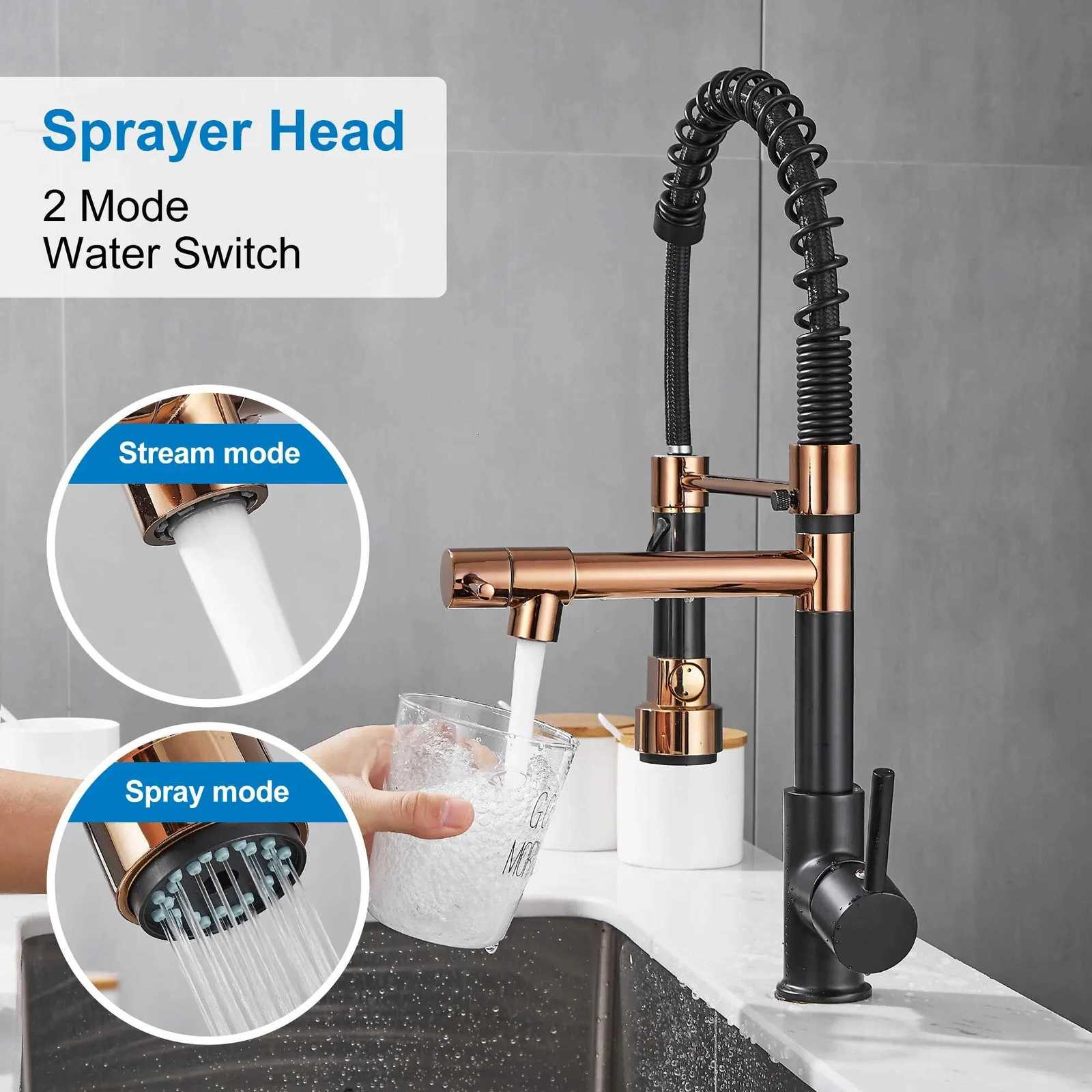 Kitchen Faucet with Pl Down Sprayer High Arc Single Handle Spring Kitchen Sink Faucet Y251104