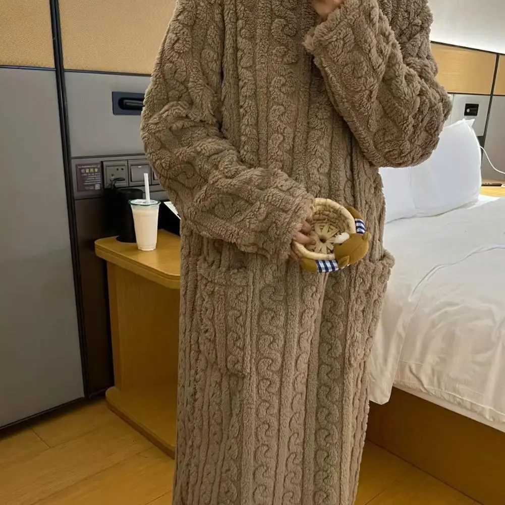 Coral Velvet Womens Nightgown Womens Pajamas Autumn And Winter Long Sleepwear Warm Robe Sets Home Wear Bathrobe Nightgown C251104