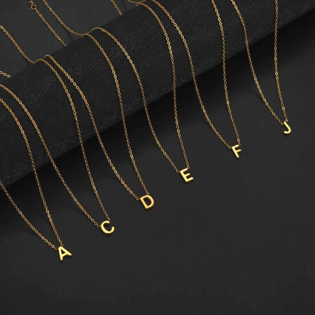 Skyrim A-Z Alphabet Necklace Stainless Steel Jewelry Woman Fashion Minimalist Initial Letter Choker Neck Chain Mothers Day GiftsXJ251104