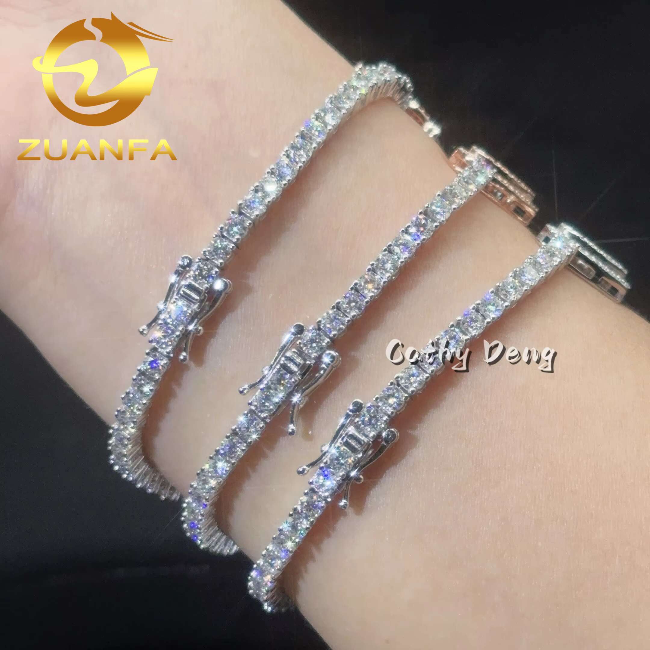 Designer designedIced Out Jewelry 3mm Moissanite Tennis Bracelet Heart Butterfly 925 Hip Hop Silver Bracelet VVS Moissanite Tennis Chain heart bracele