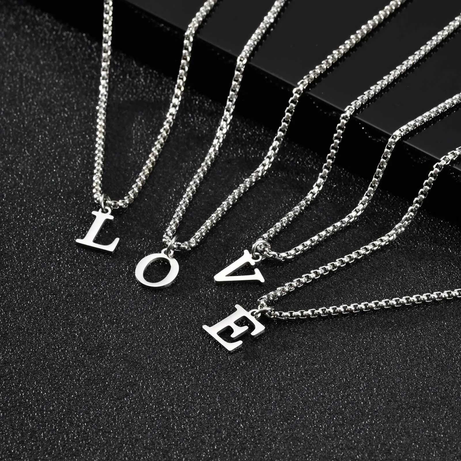 A-Z Initial Letters Men NecklacesStainless Steel Simple Initial Collar with Box ChainStylish Jewelry GiftsXJ251104