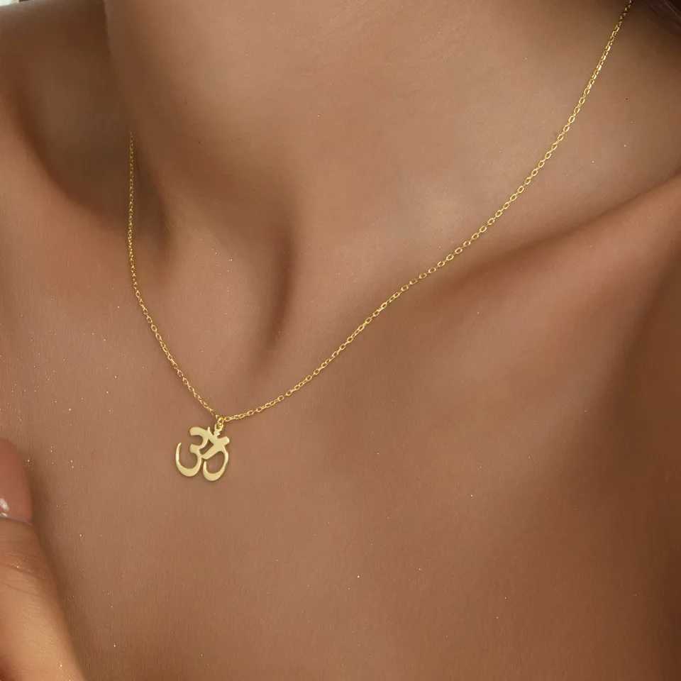 Stainless Steel Yoga Om Necklace for Women Trendy Aum Sanskrit Yoga Chakra Pendant Jewelry Mothers Day GiftXJ251104