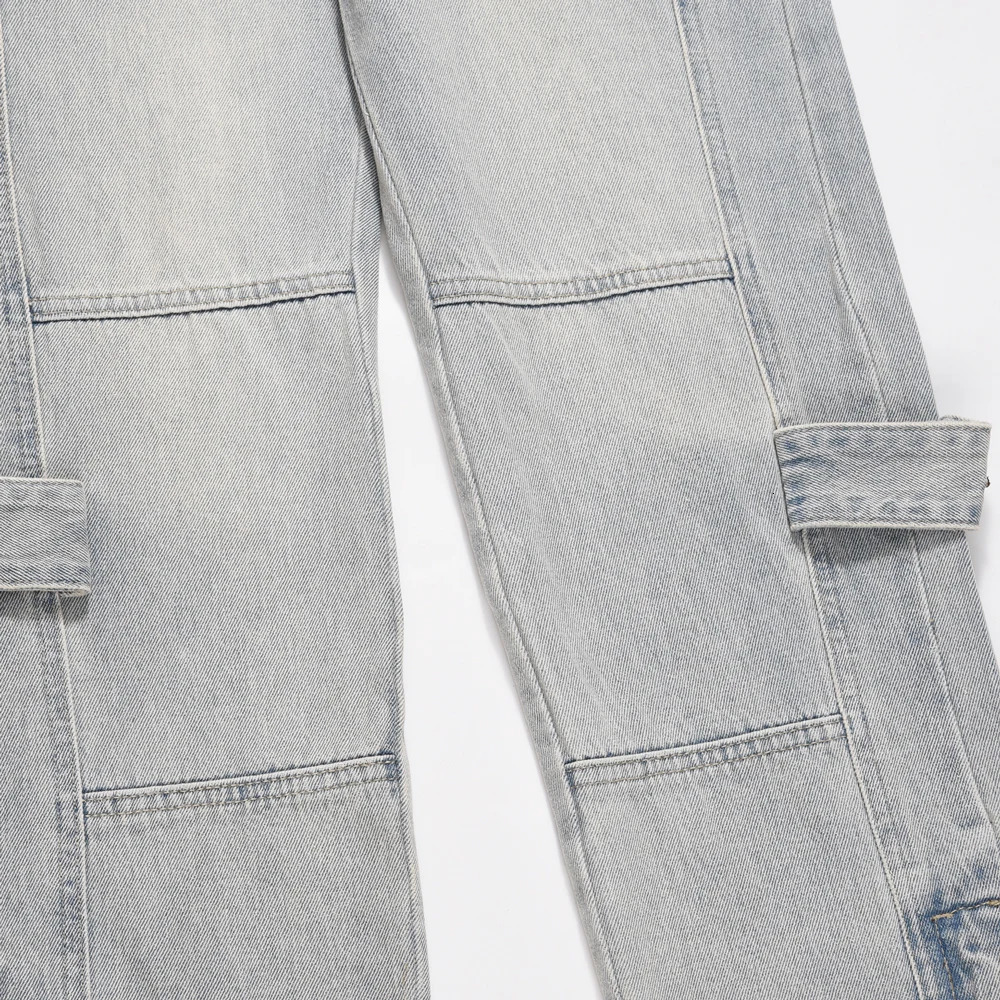 Mens Y2k autumn fashion casual zipper Flared Trouser ultra-thin blue retro winter stacked street original jeans 250402