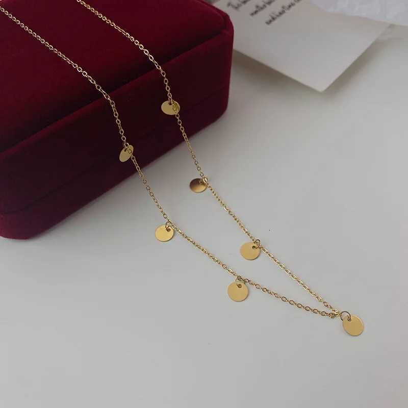 Fashion Simple Stainless Steel Round Small Coin Pendant Necklace For Women Gold Color Waterproof Geometric Charm CollarsXJ251104