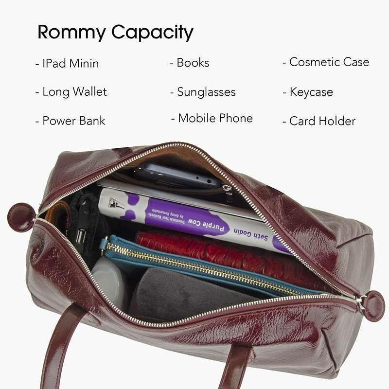 Leather Work Tote Bag Crackled Paint Cowhide Two Handles Shoulder Bags For Commute Handbag