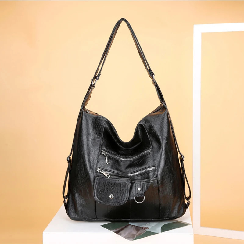 Street retro fashion trend womens shoulder cross body bag zipper large capacity travel wallet and handbag casual backpack 250402