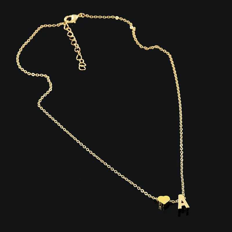 26 Letters Tiny Dainty Heart Initial Pendant Necklaces for Women Golden Color Name Fashion Jewelry Chokers Collares Friend GiftXJ251104