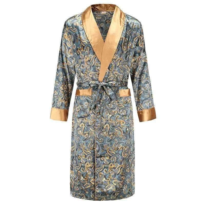 Luxury Mens Silky Kimono Robe Loose Home Clothes Female Dragon Printing Dressing Gown Male Sleepwear Loose Loungewear Pjs C251104