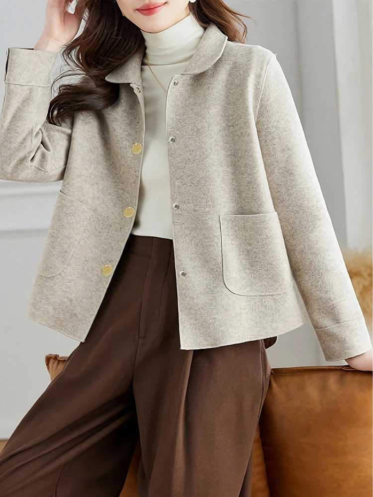Classic Solid Short Woolen Coats for Woman Autumn Winter Warm Woman Clothing Button Up Female Coat Outfits New In Outerwears J251103