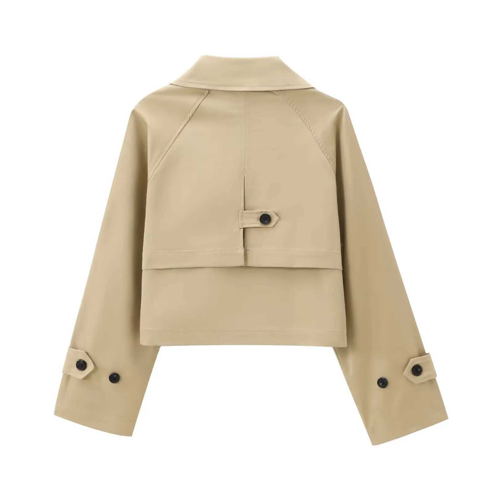 Cropped Trench Womens Autumn Coat Khaki Windbreakers Elegant and Pretty Womens Coats Ladies Fashion New in Coats J251124