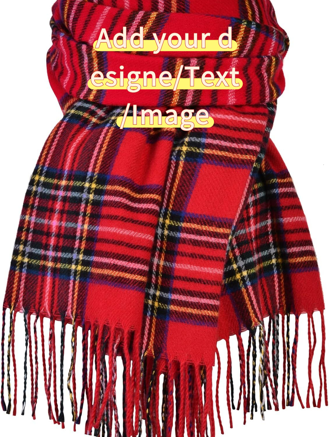 Custom Winter for Women, Scottish Checked Scarf Cashmere Feel Christmas Long Oversized Fashion Scarves
