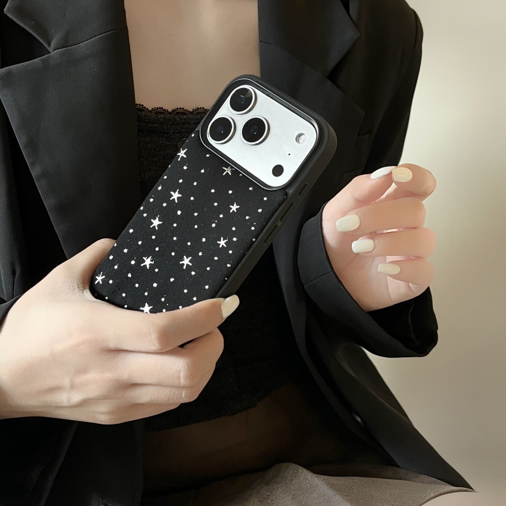 Silver Star Solid Color Phone Case Compatible with iPhone 17/16 Pro Anti-drop iPhone 15/14 Niche Style