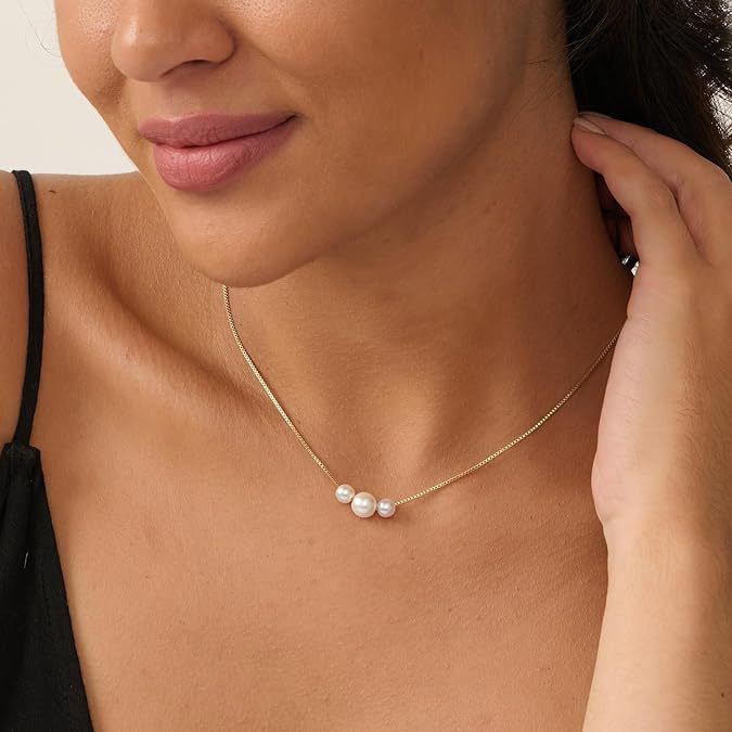 Minimalist 18K Gold Plated Chain Choker for Women Daily Freshwater Pearl Necklace Wedding Jewellery Bridesmaids Gift