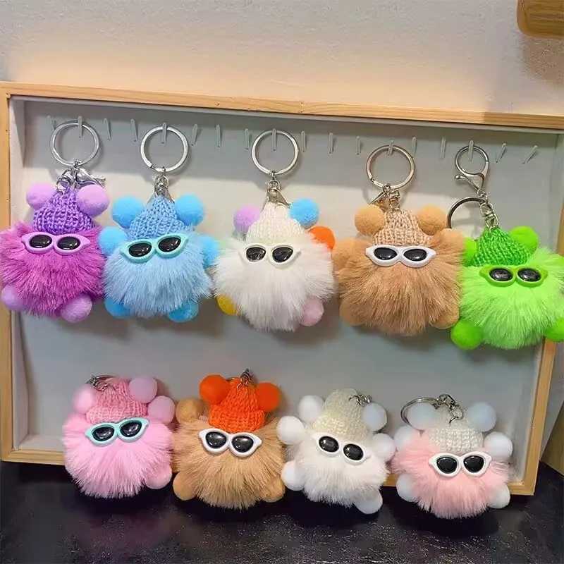 Keychain Imitation Otter Rabbit Fur Small Coal Ball Plush Pendant Keyrings Accessories for Women Bag Hanging Decoration Kid Gift C251104