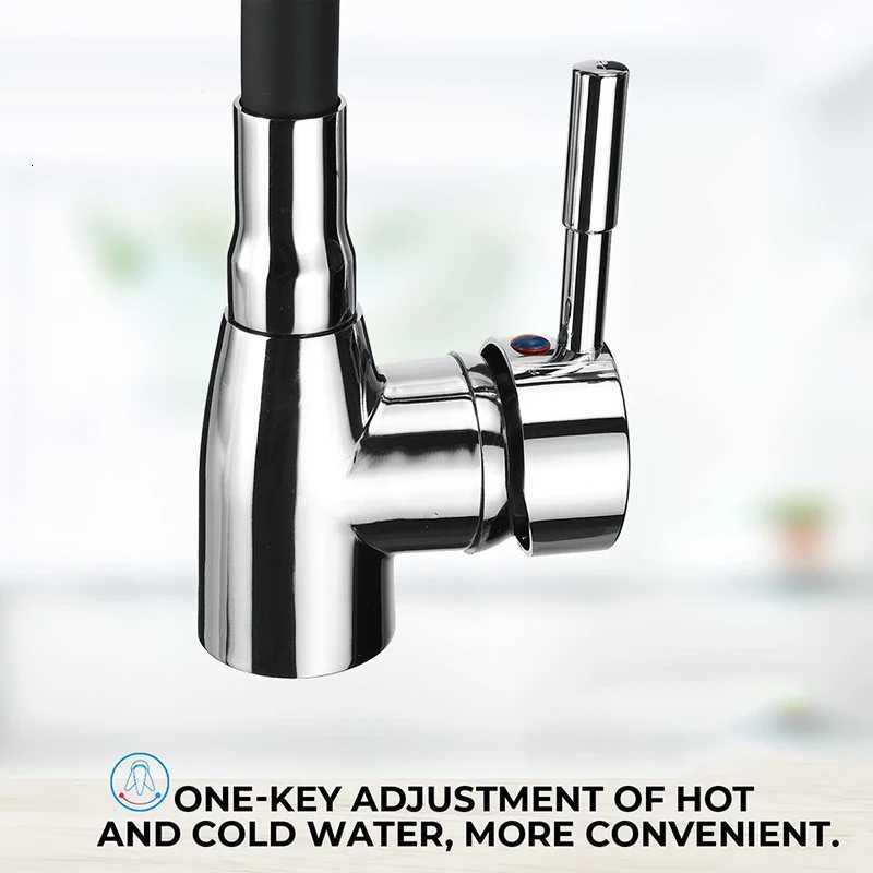 360Rotating ible Kitchen Basin Faucet Single Handle Polished Chre Black Cold and Hot Water Mixer Tap Torneira Deck Mounted Y251104