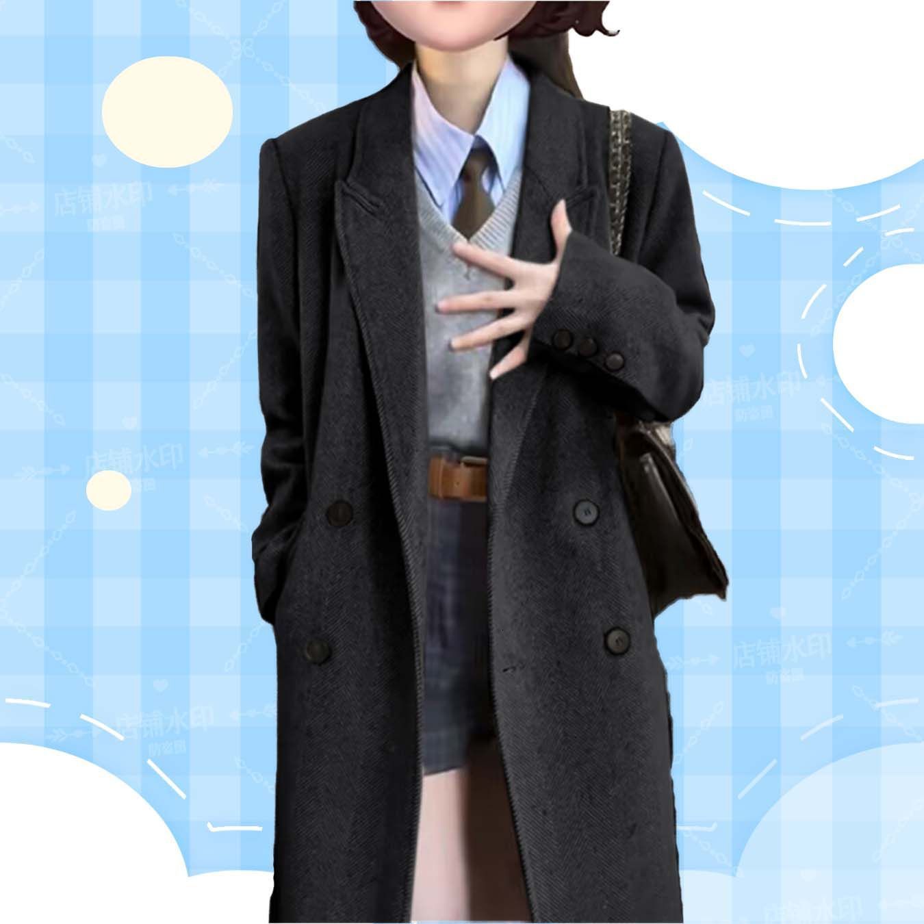 Winter Thickened Wool Coat for Women 2025 New Korean Style Petite High-end College Style Shoulder Wool Coat 241129