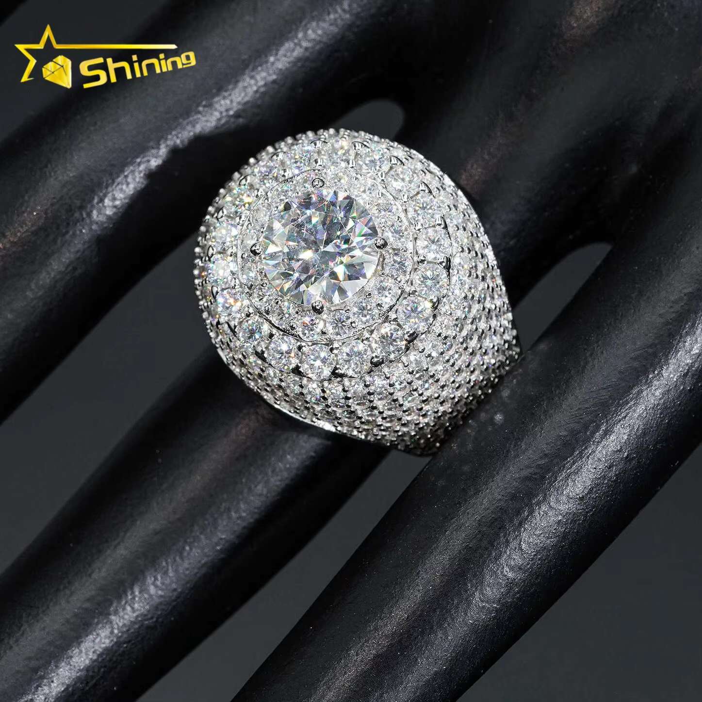 Pass Diamond Tester Iced Out Men Rings 925 Silver Fashion Moissanite Ring Hip Hop Fashion Jewelry Pinky Rings for Engagement