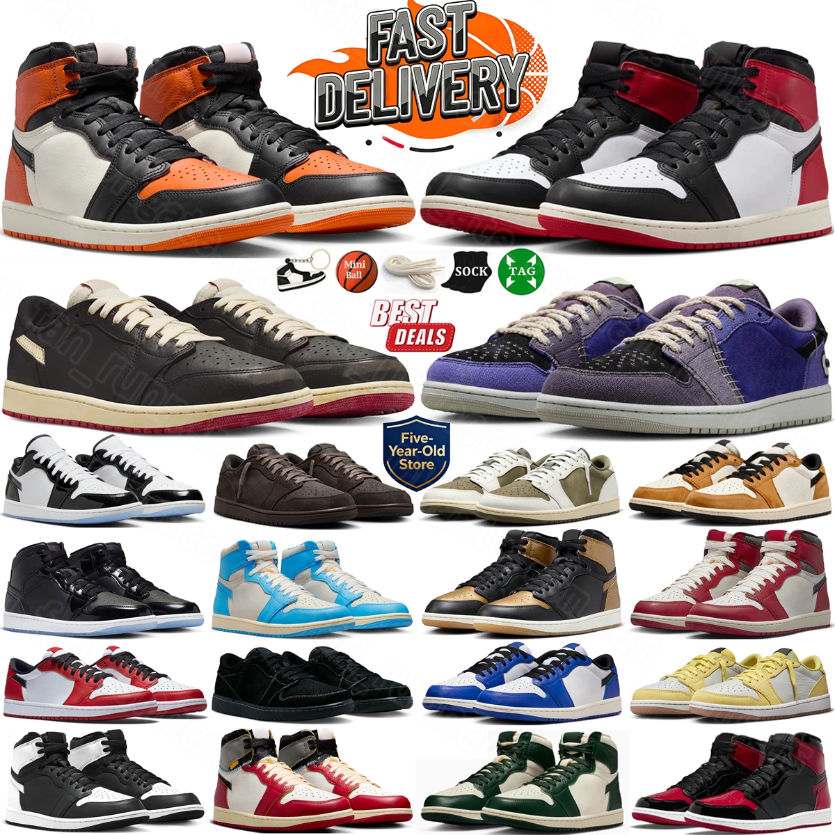 Designer 1s Low Basketball Shoe Zion Voodoo 1 High Sneaker Shatter Backboard Chicago Reverse Mocha UNC Toe Reimagined Hyper Royal Concord Men Women Trainers 1st low