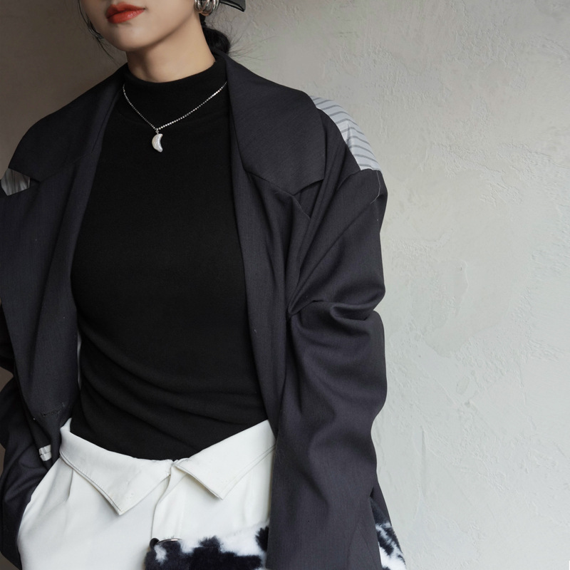 Half high collar German velvet bottoming shirt for womens inner wear in autumn and winter plush and brushed long sleeved collar solid color slim fitti