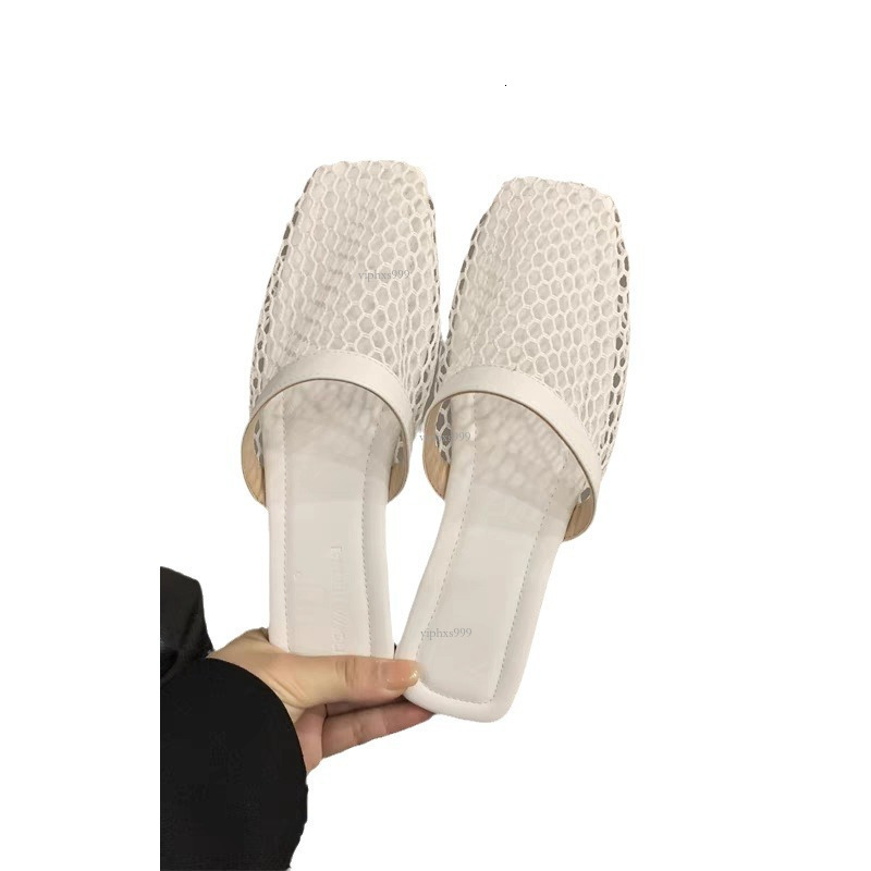 New Designer Sandals With Free Shipping Forest Style Mesh Hollow Toe Half Slipper Women's Summer 2025 Evening Breeze Gentle Low Heel Vacation Bea