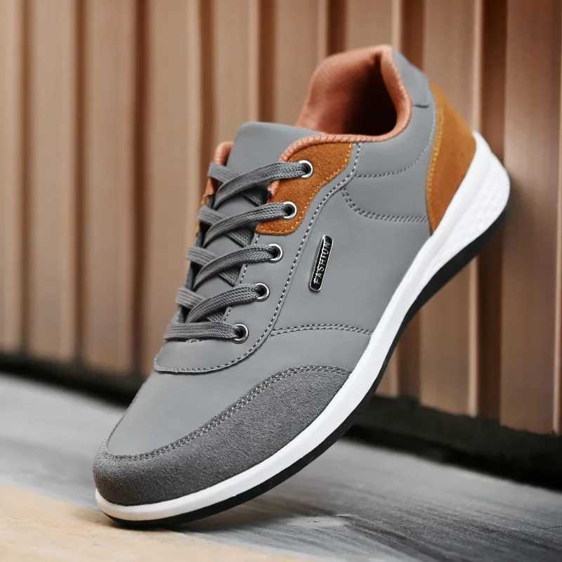 Fashionable mens sports shoes leather casual shoes lace mens shoes lightweight vulcanized shoes walking sports shoes Zapatillas Hombre Z250403