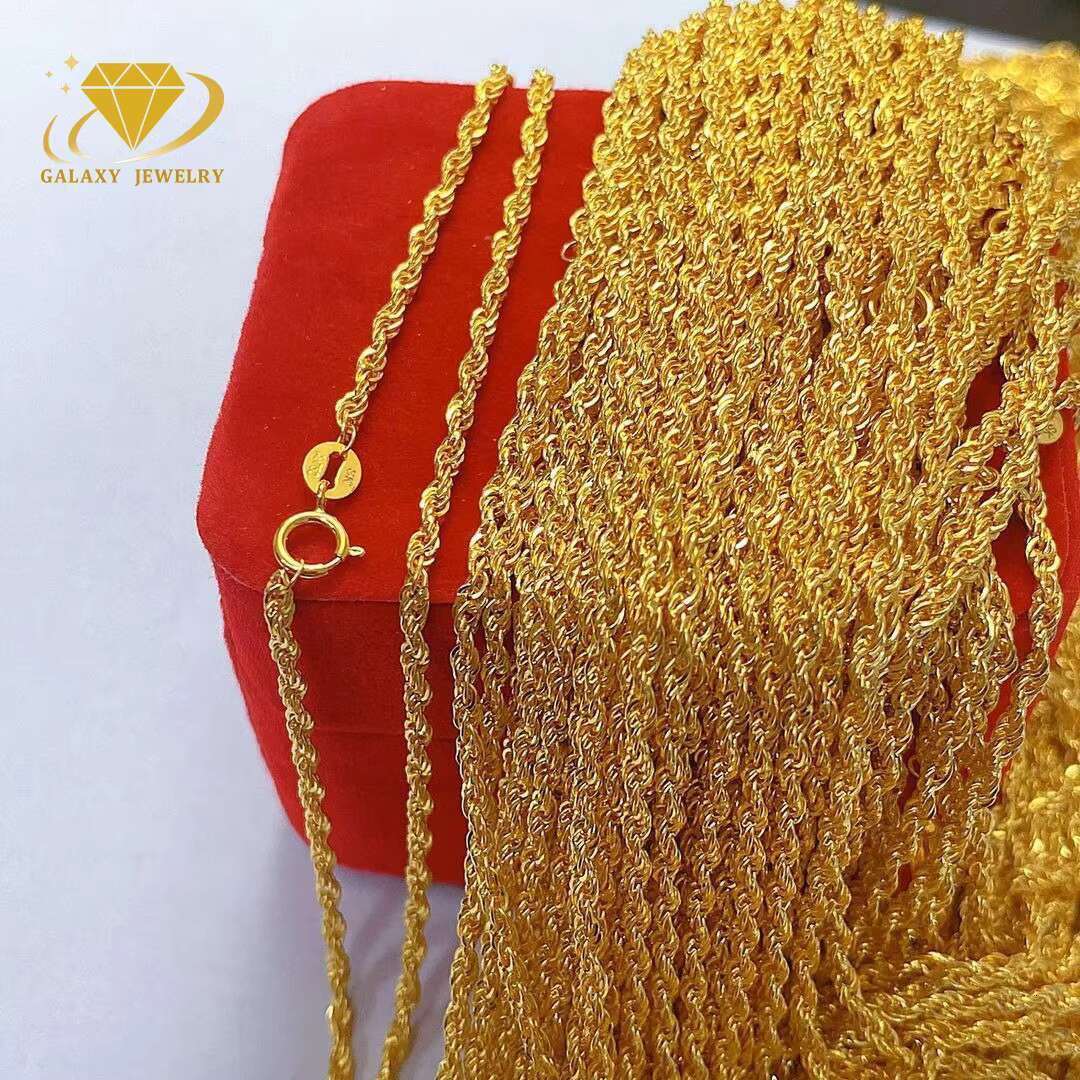 Wholesale Au750 18k Pure Gold Jewelry 9k 10k 14k 18k 24k Twisted Rope Chain 1.08mm-6mm Gold Rope Chain