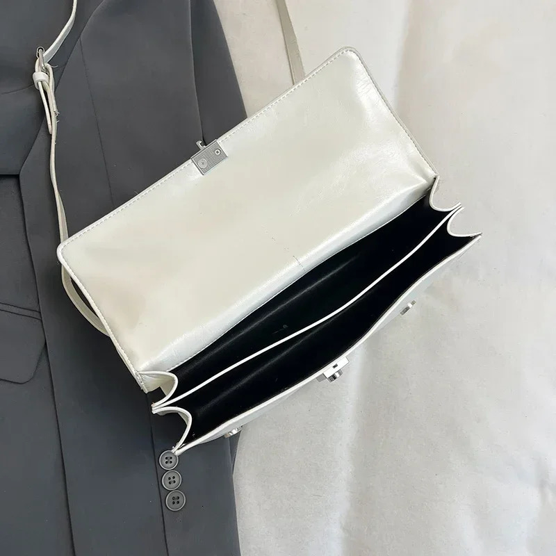 LEFTSIDE Small PU Leather Square Bag Womens Short Handle Shoulder Bag Y2K Handbag and Wallet 250402