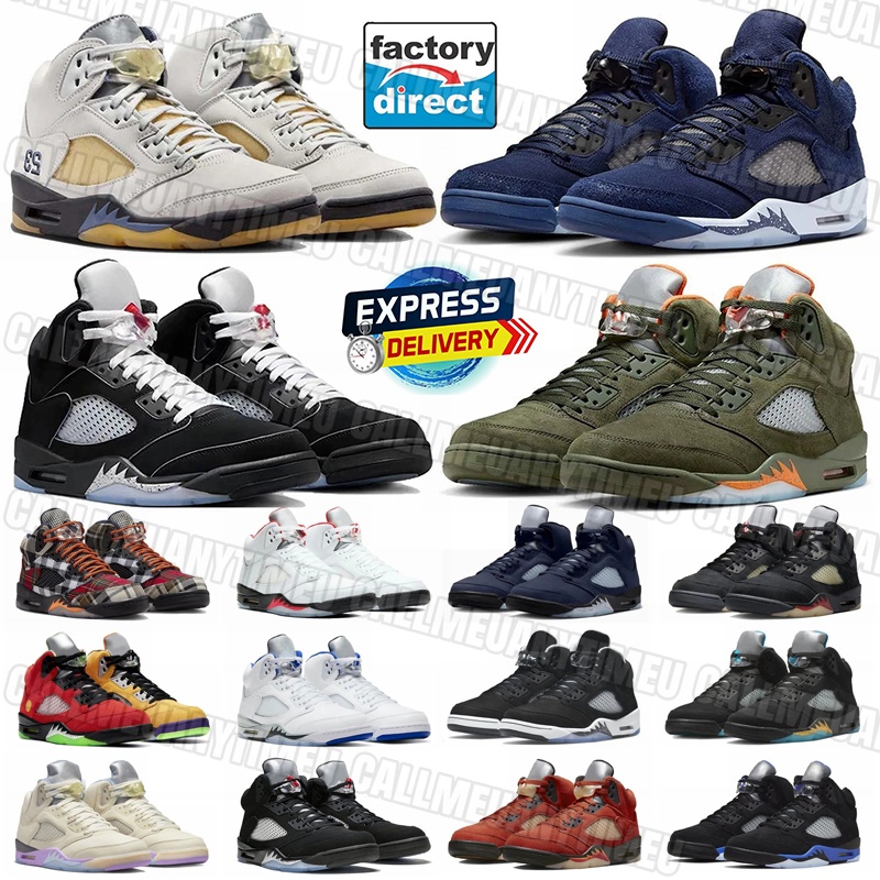 Mens 5 5s Basketball shoes designer sneakers Factory Direct Sale Leather rubber Fire Red Black Tongue Black Metallic Reimagined Outdoor Shoes trainers