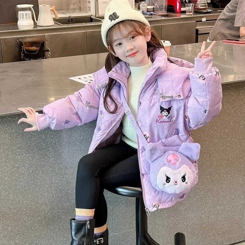 Sanrio Kuromi Girl Down Cotton Clothes Sanrios New Winter Kawaii Cartoon Child Thicken Cotton Coat Girl Coat Cotton Padded Jacket gifts H251104