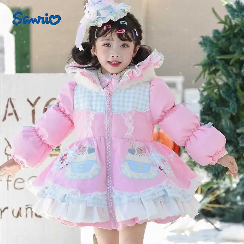 Sanrio My Melody Girl Cinnamoroll Kawaii Lolita Cotton Jacket 2025 Winter New Cartoon Anime Childrens Cartoon Hooded Thick Warm Coat H251104