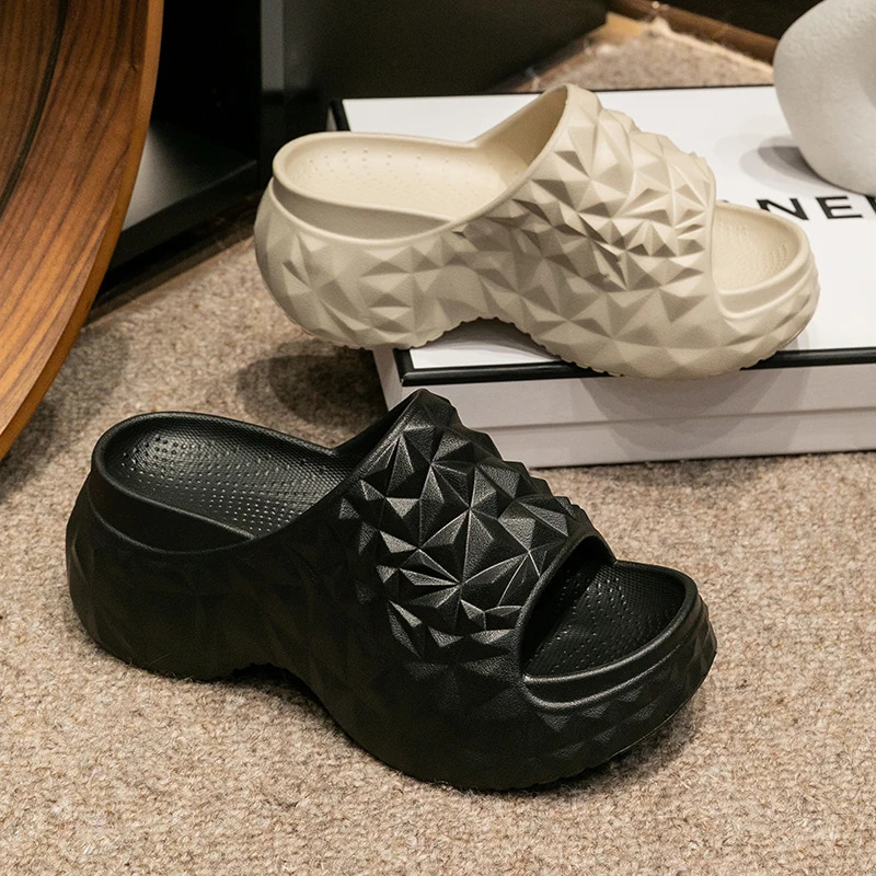 7CM Women Summer High Heeled Slippers Ladies Indoor Wedges Non-slips Sandals Couples Outdoor Beach Thick Sole EVA Flip Flops 250402