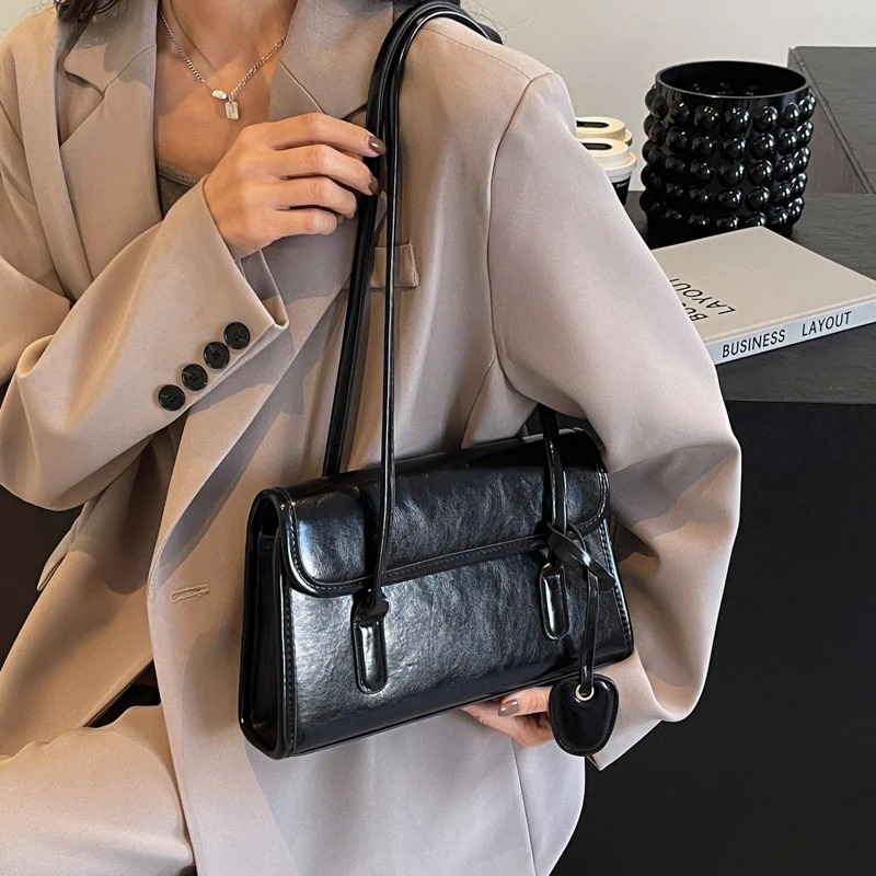 LEFTSIDE PU Leather Womens Underwear Bag Spring Y2K Womens Shoulder Bag Womens Simple White Handbag and Wallet 250402