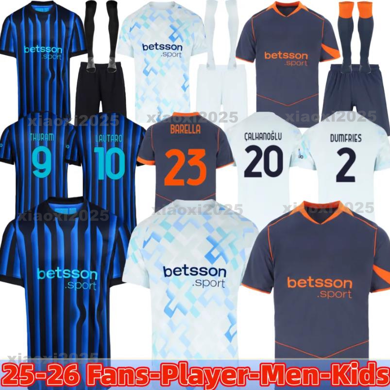 25 26 LAUTARO BARELLA InterS Milanes soccer jerseys TAREMI CORREA THURAM DZEKO ASLLANI ARNAUTOVIC DIMARCO DUMFRIES BROZOVIC football shirt uniforms men kids kit