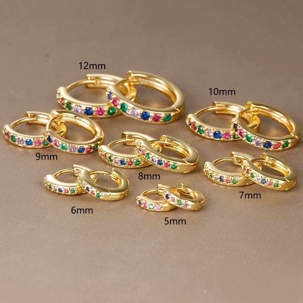 2pcs Stainless Steel Minimal Hoops Earrings for Women Round Circle Punk Helix Tragus Rainbow CZ Huggie Earring Piercing Jewelry Z250403
