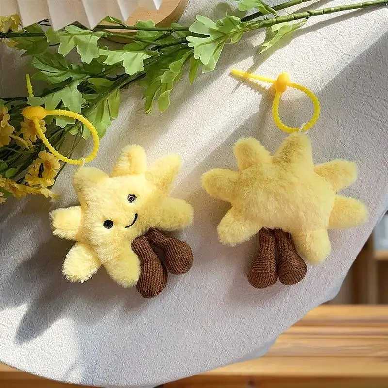 Plush Yellow Sun Couples Keychain Cartoon Stuffed Doll Keychain for Bags C251104