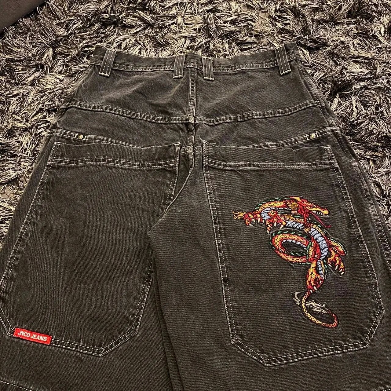 Y2k denim Mens Jeans Designer Jeans For Men Jeans street hip-hop graphic black loose Gothic men's shorts