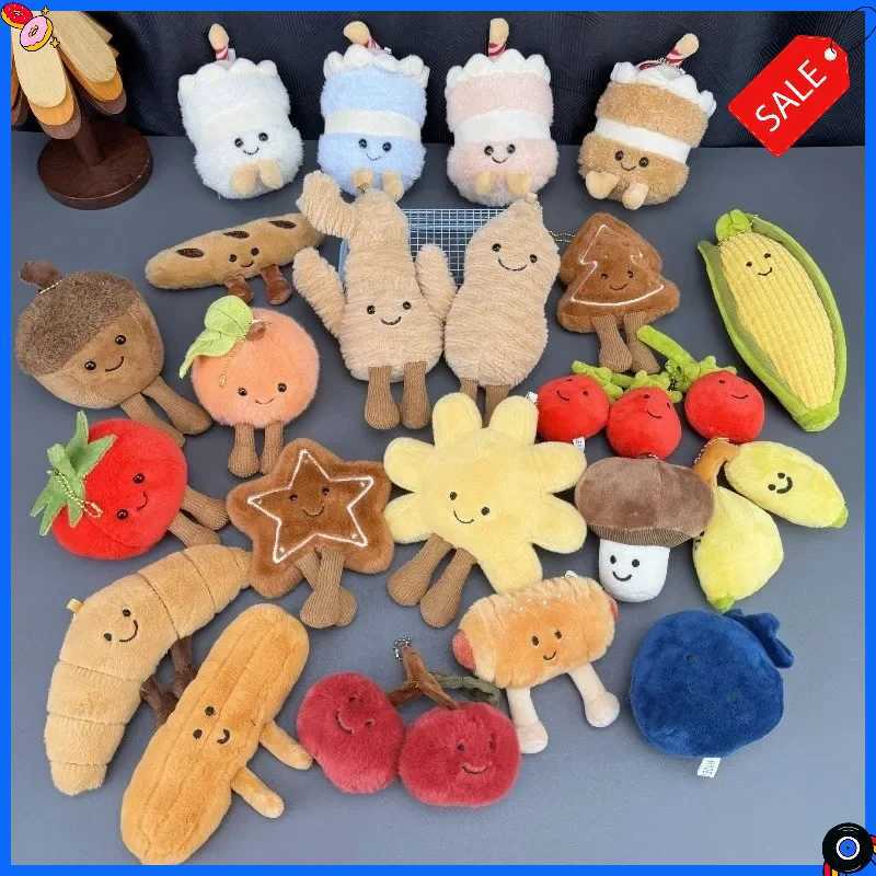 Cute plush doll pendant bag, in a storybook style, with food-shaped accessories and vegetable-shaped food designs C251104
