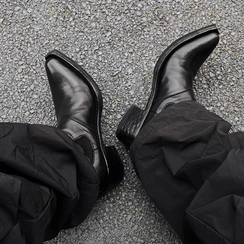 Hightop Mens heightened thicksoled pointedtoed Chelsea British casual trendy highheeled wizard boots 251030