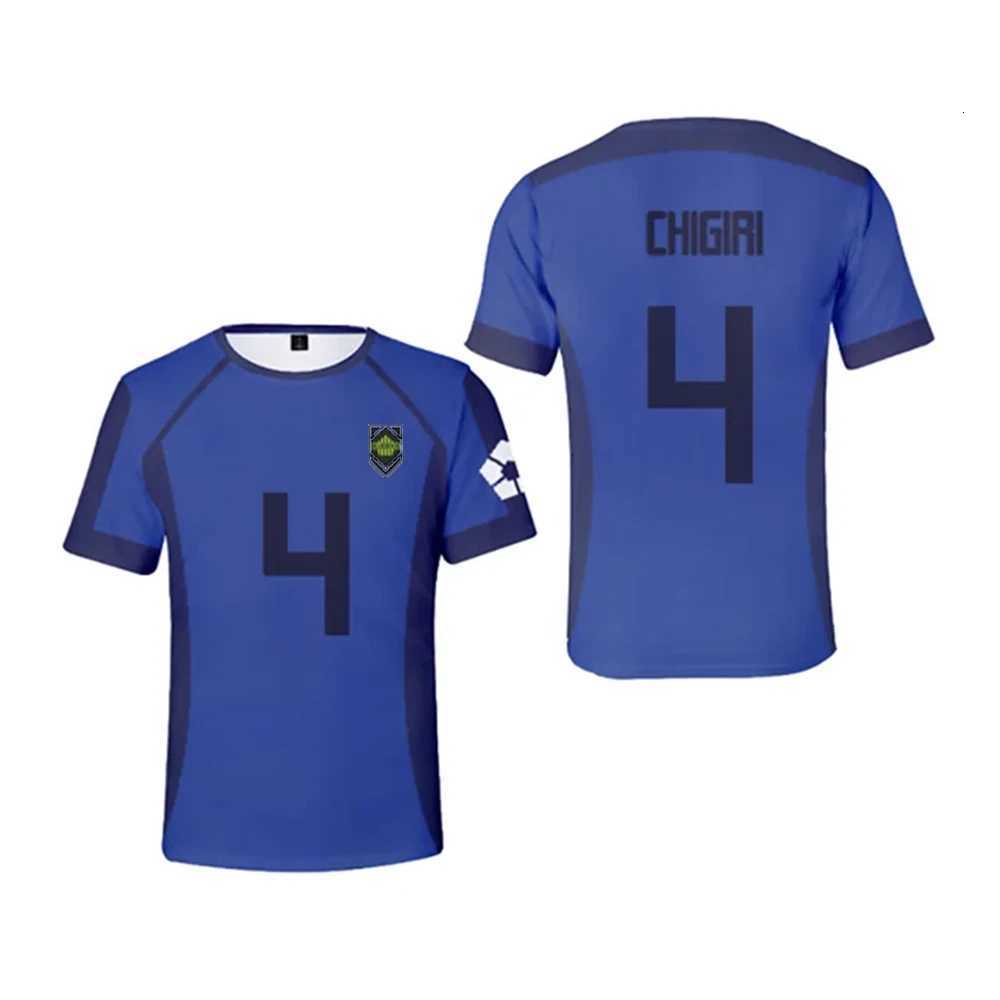 Blue Lock Anime T Shirts 2024 Summer Mens Short SLeeved Cartoon Jersey T-shirt Adults Kids Soccer Isagi Cosplay Uniform Z251104